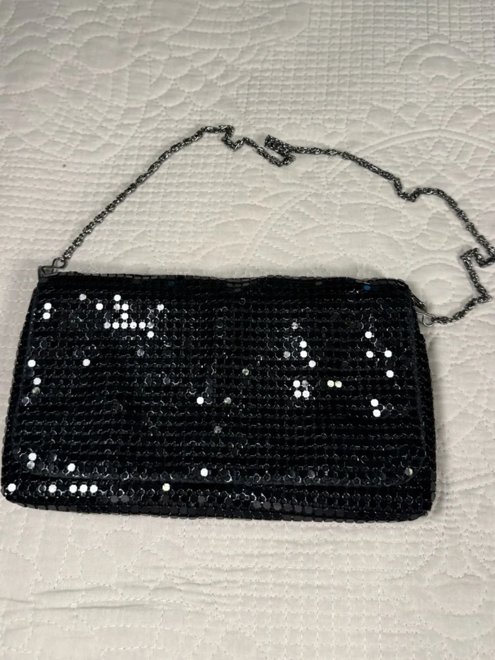 Boho Y2K Black Metal Mesh Clutch Evening Bag Festival Wristlet Glam Purse